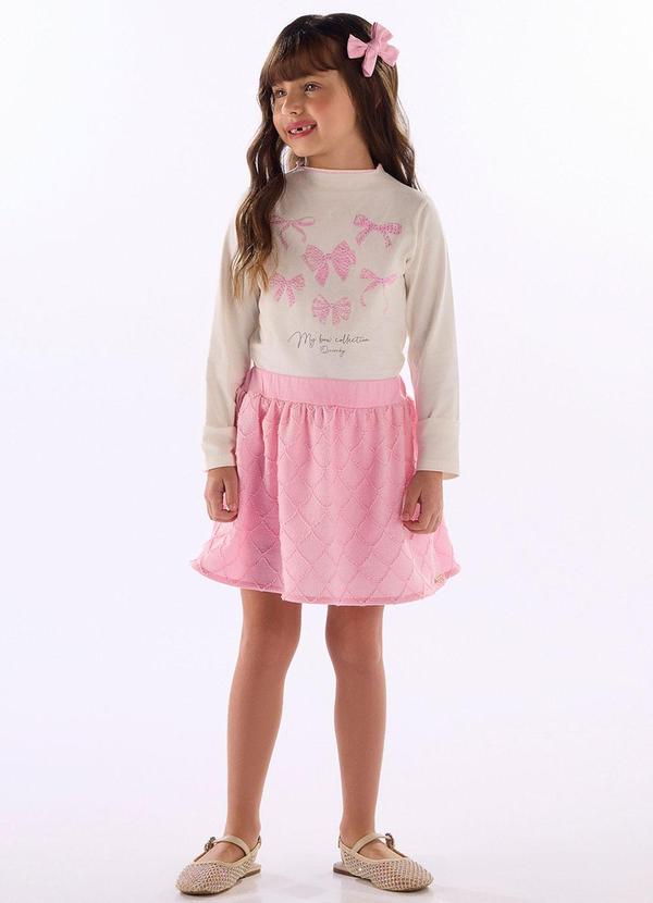 Conjunto Infantil Blusa com Saia-Short Bege