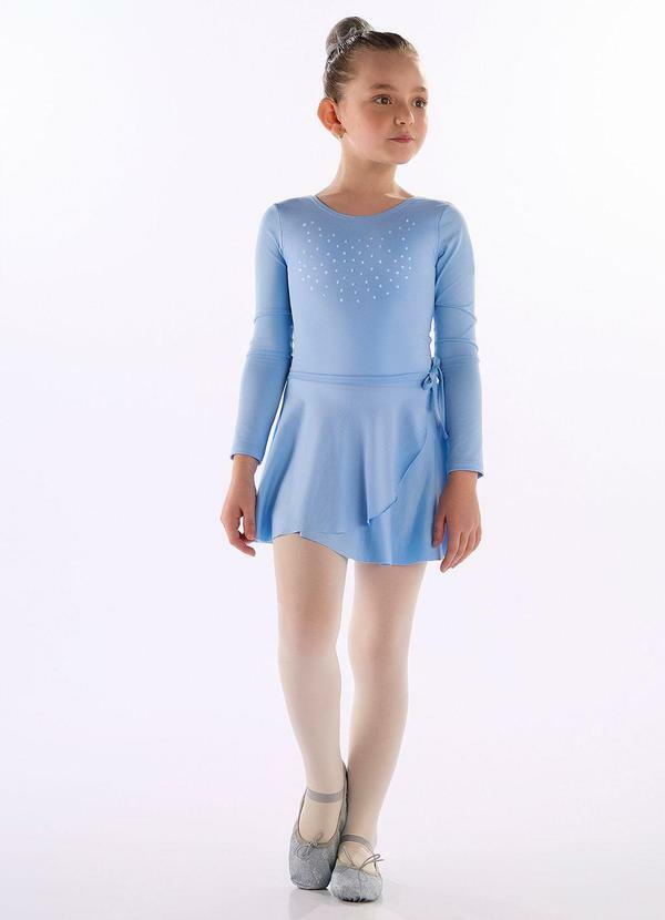 Conjunto Infantil Collant com Saia Azul
