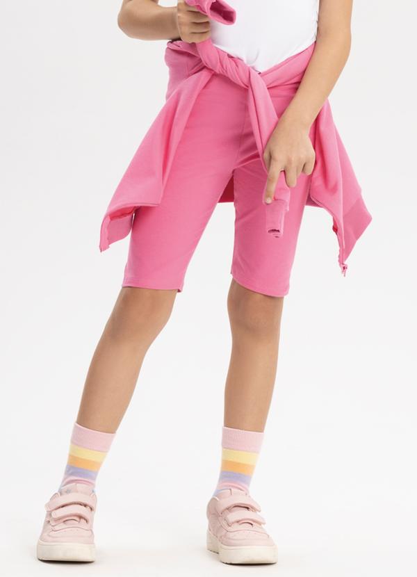 Bermuda Ciclista Menina em Malha Cotton Rosa