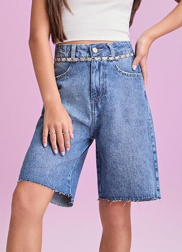 Bermuda Jorts Jeans Alongado Azul