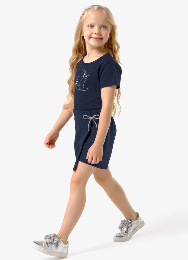 Conjunto Infantil Blusa com Shorts Saia Azul