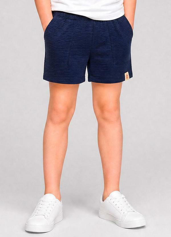 Short 100% Algodão com Bolsos Azul
