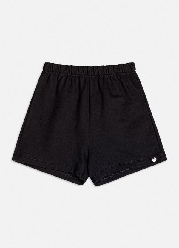 Short Básico de Moletom Preto Preto