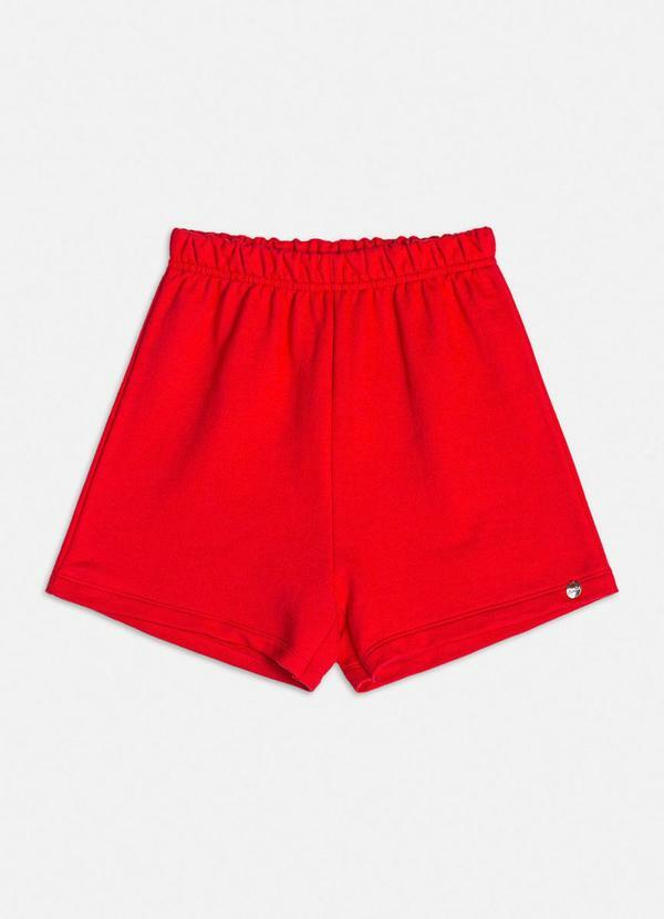Short Básico de Moletom Vermelho Vermelho