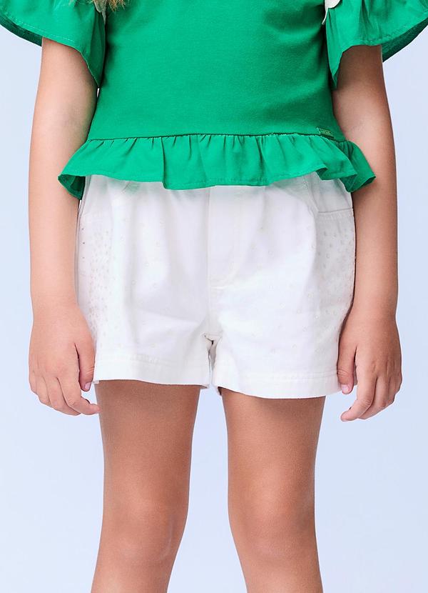 Short de Sarja com Strass Branco