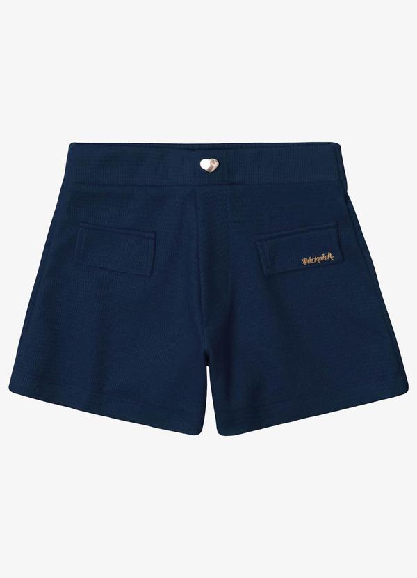 Short Feminino Infantil Maquinetado Azul
