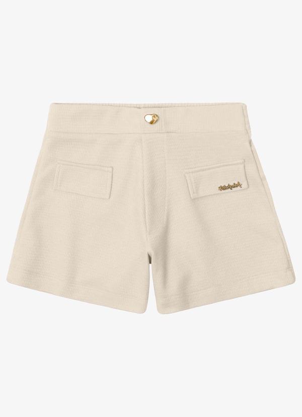 Short Feminino Infantil Maquinetado Bege