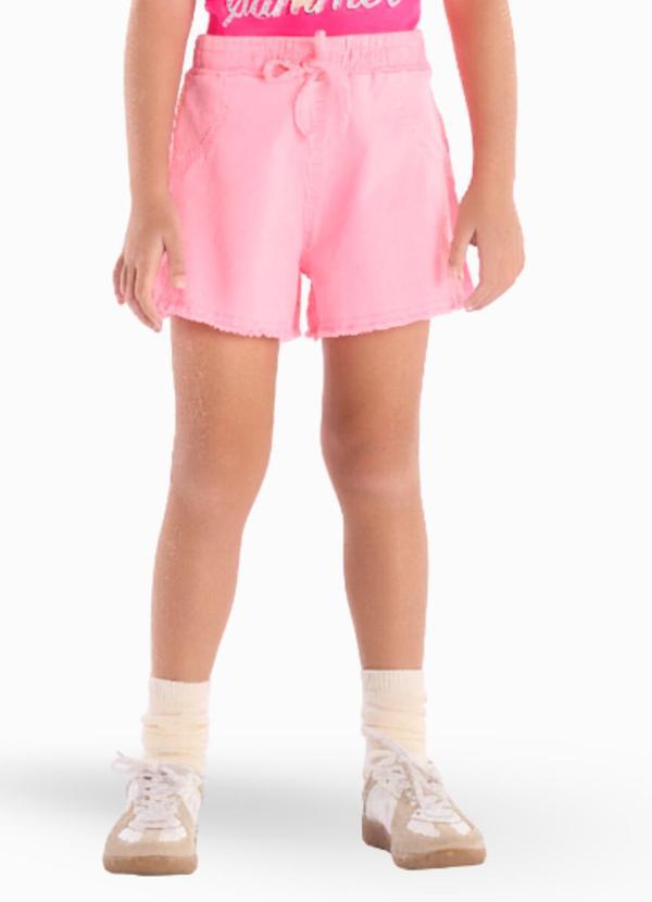 Short Infantil Feminino Sarja Elastano Rosa