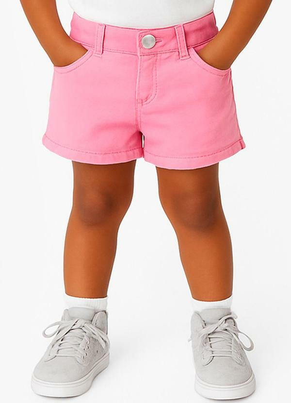 Short Infantil Jeans com Bolsos Rosa