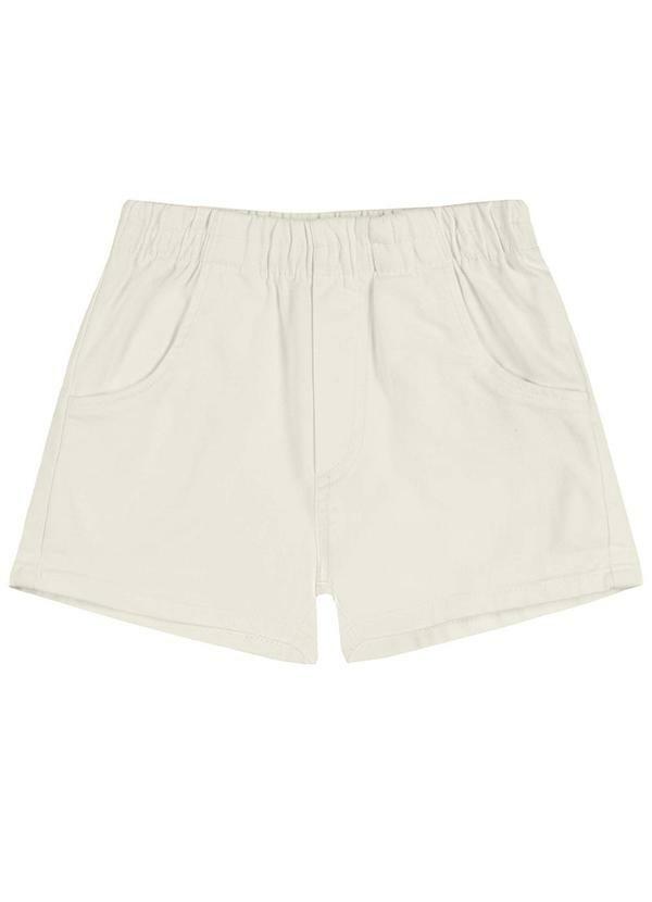 Short Infantil Menina com Bolso Sarja Bege