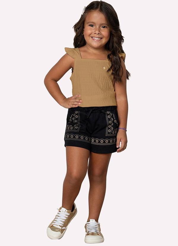 Short Infantil Menina em Moletinho Milon Preto