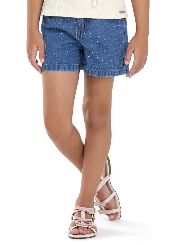 Short Infantil Menina Jeans Strass Azul