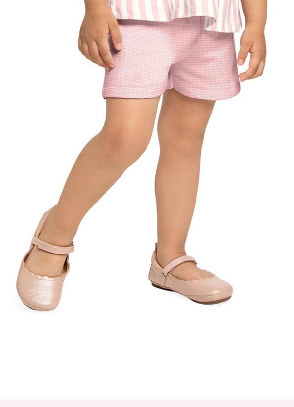 Short Infantil Menina Listras Rosa