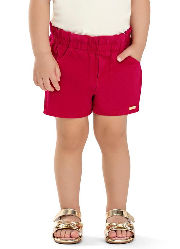 Short Infantil Menina Sarja com Bolsos Vermelho