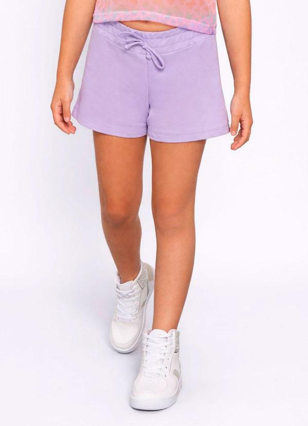 Short Infantil Moletinho Curto Cordão Lilás