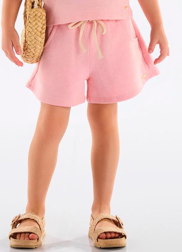 Short Infantil Moletom Linho Rosa