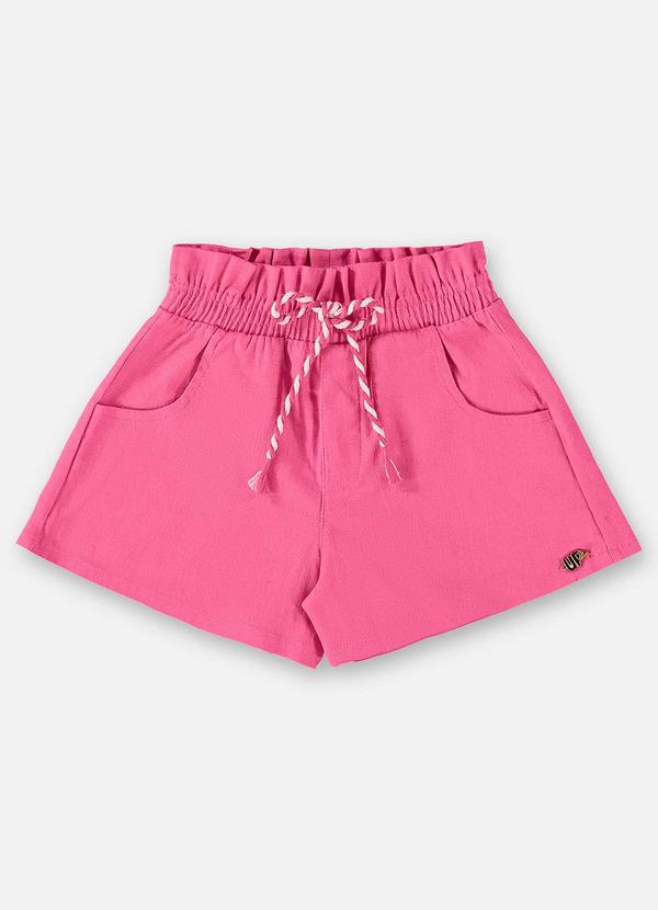 Short Infantil para Menina em Linho Rosa