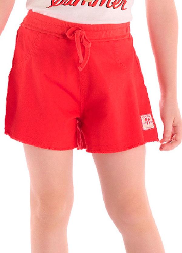 Short Infantil Sarja com Elastano Vermelho