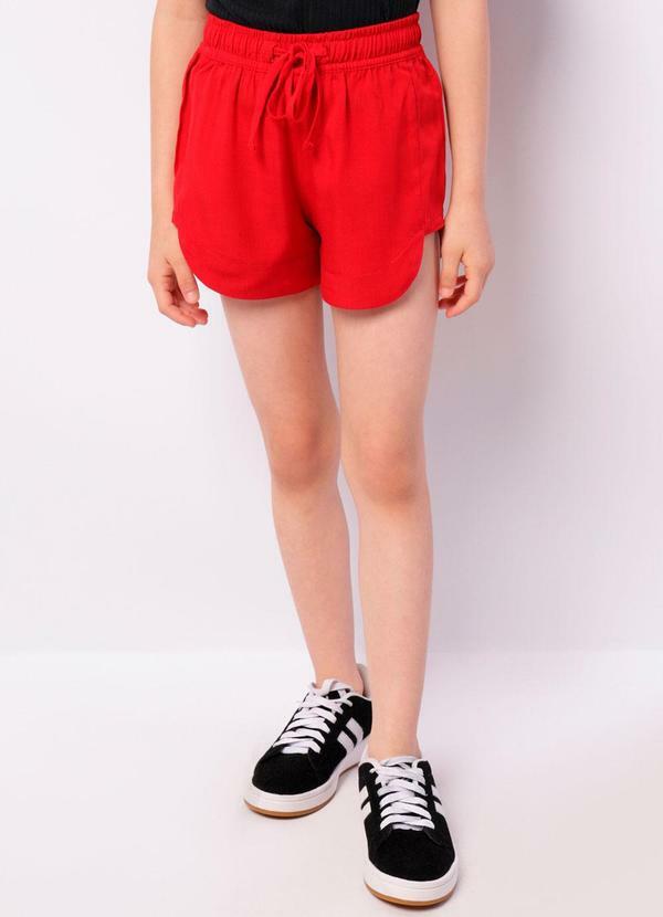 Short Infantil Viscose Cordão Elástico Vermelho