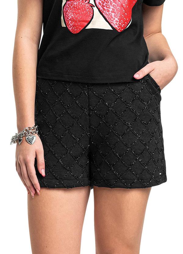 Short Juvenil Tricô 3d Forrado Preto