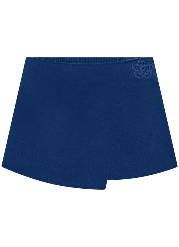 Short-Saia Infantil Menina em Linho Azul