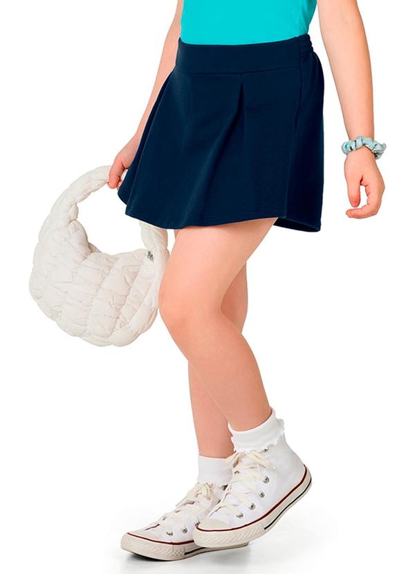 Short Saia Infantil Menina em Moletinho Azul