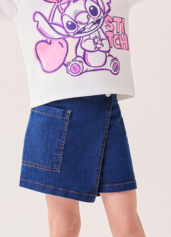 Short Saia Infantil Menina Jeans Azul