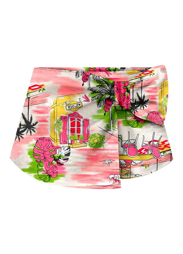 Short-Saia Infantil Menina Laço Rosa