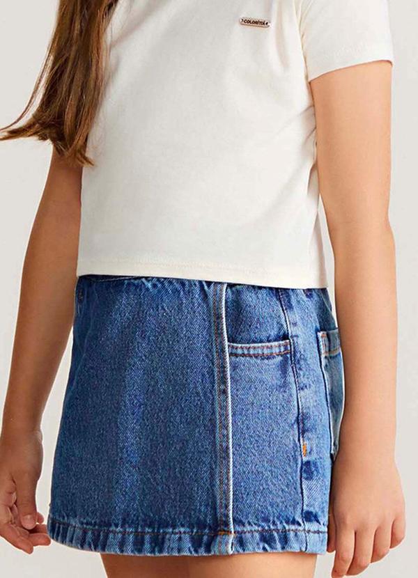 Short Saia Jeans Infantil Menina Azul