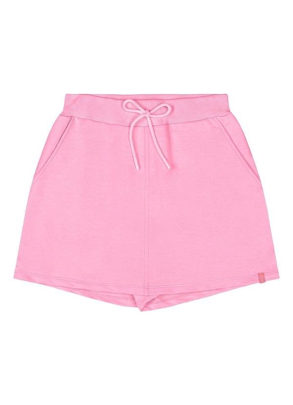 Short-Saia Juvenil Básico em Moletom Rosa