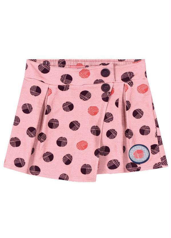 Short-Saia Malha Infantil Rosa