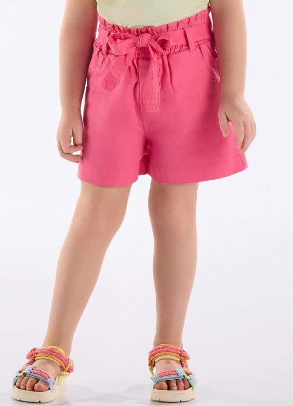 Short Sarja Infantil com Cinto Rosa