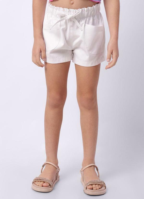 Short Sarja Infantil Paper Bag Branco