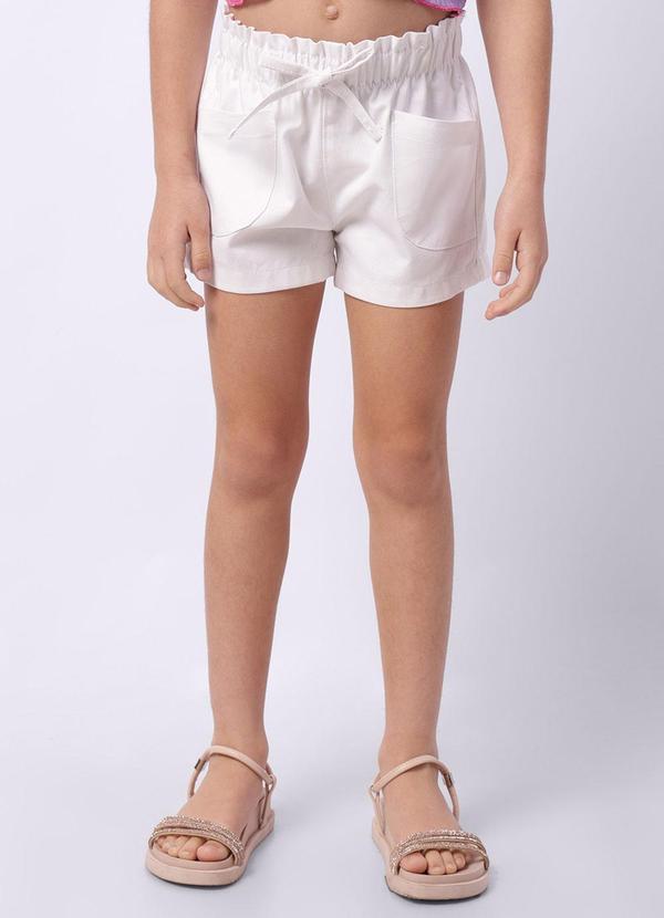 Short Sarja Infantil Paper Bag Branco