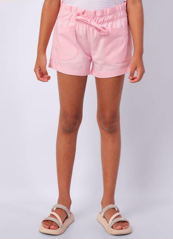 Short Sarja Infantil Paper Bag Rosa