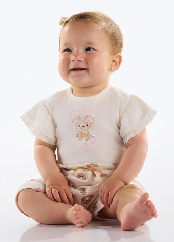 Short Suedine Bebê Menina Bege