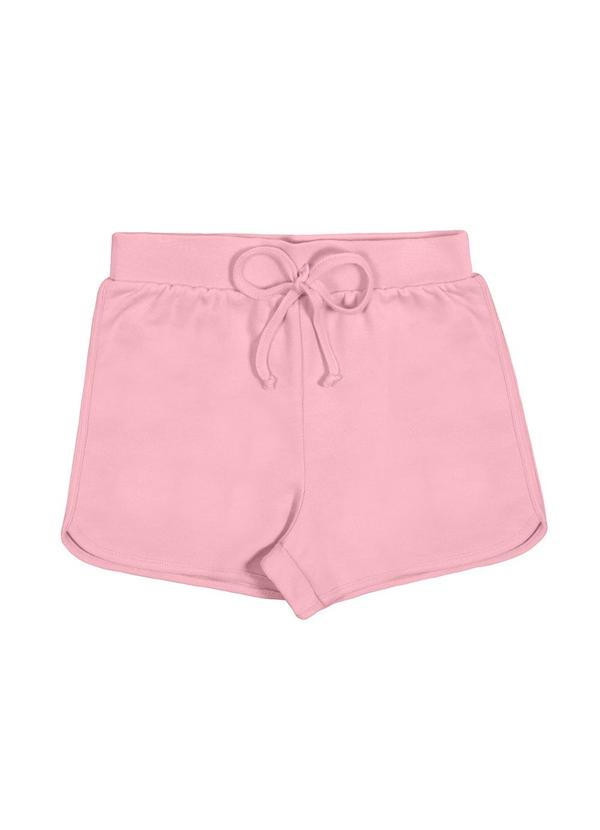 Shorts Básico Menina com Cadarço Moletom Rosa