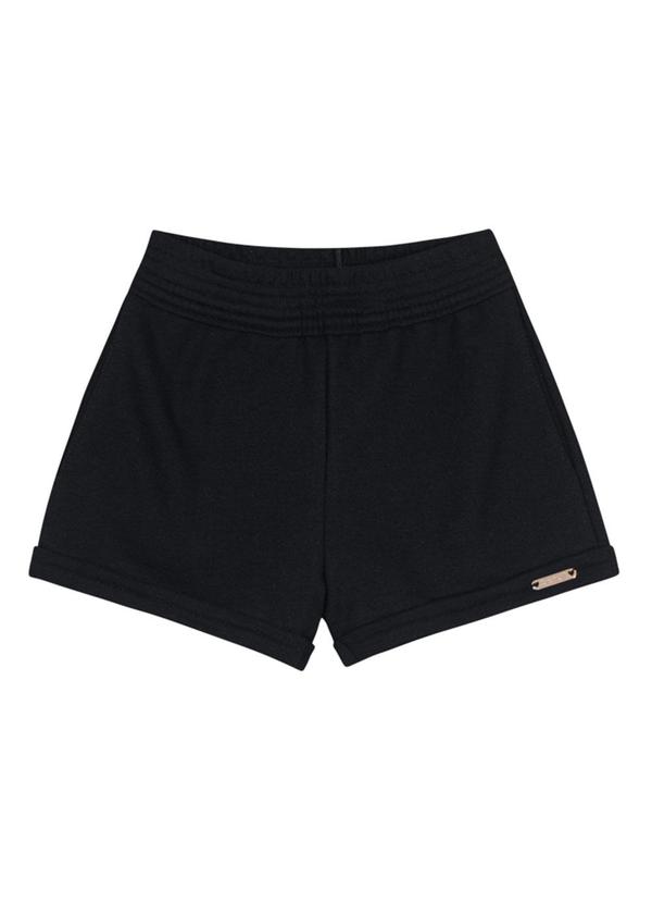 Shorts Básico Menina de Moletinho Preto
