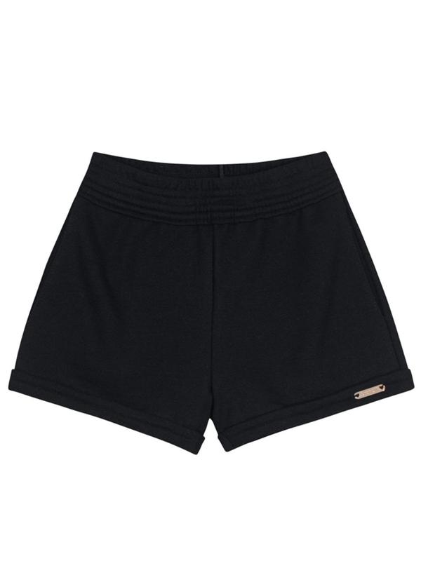Shorts Básico Menina de Moletinho Preto