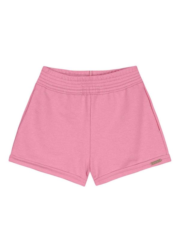 Shorts Básico Menina de Moletinho Rosa