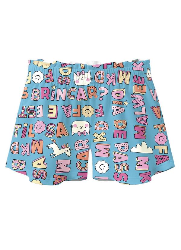 Shorts Clochard Letrinhas Azul
