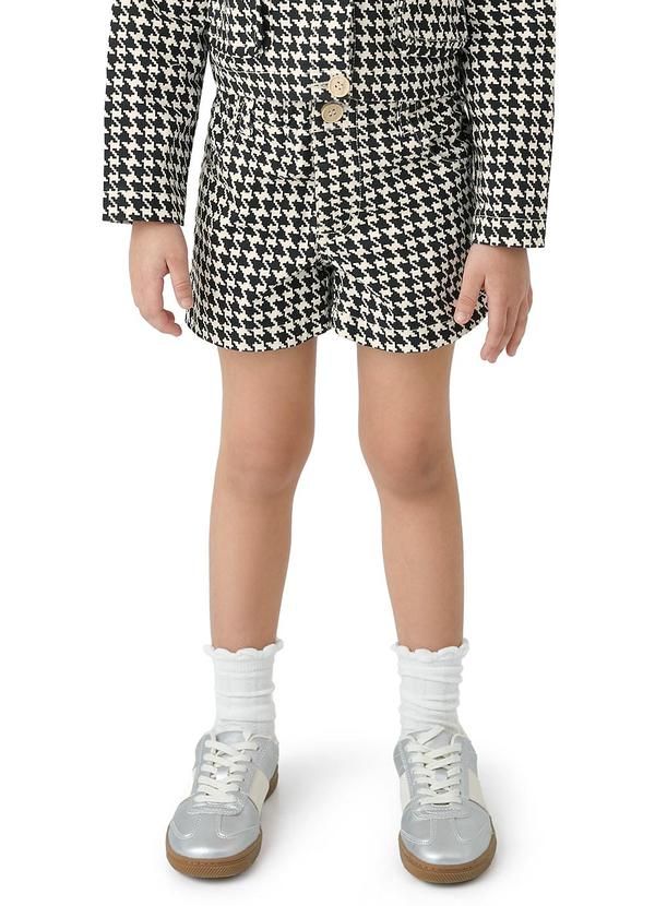 Shorts Clochard Pied de Poule Preto