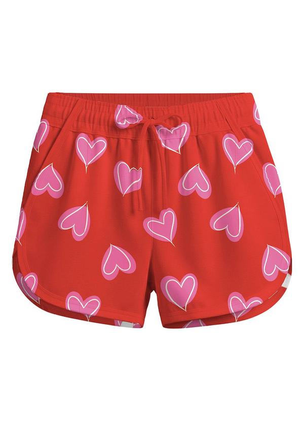 Shorts Corações em Cotton Vermelho