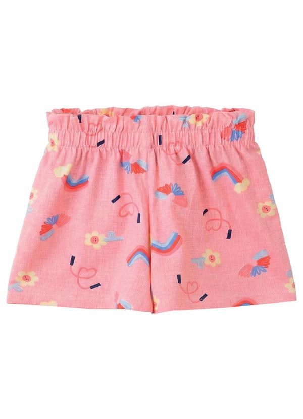 Shorts Evasê Arco-Íris em Cotton Pêssego
