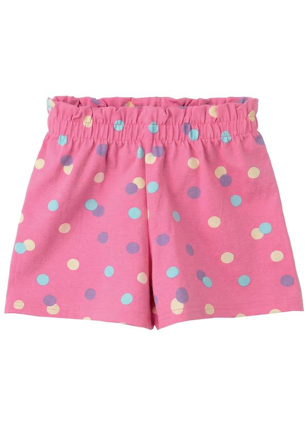 Shorts Evasê Poá em Cotton Rosa