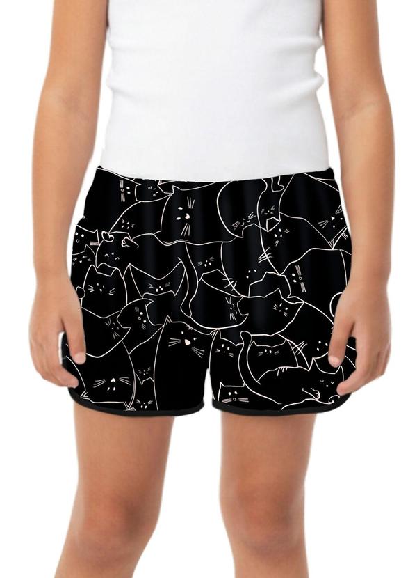 Shorts Gatinhos em Cotton Preto
