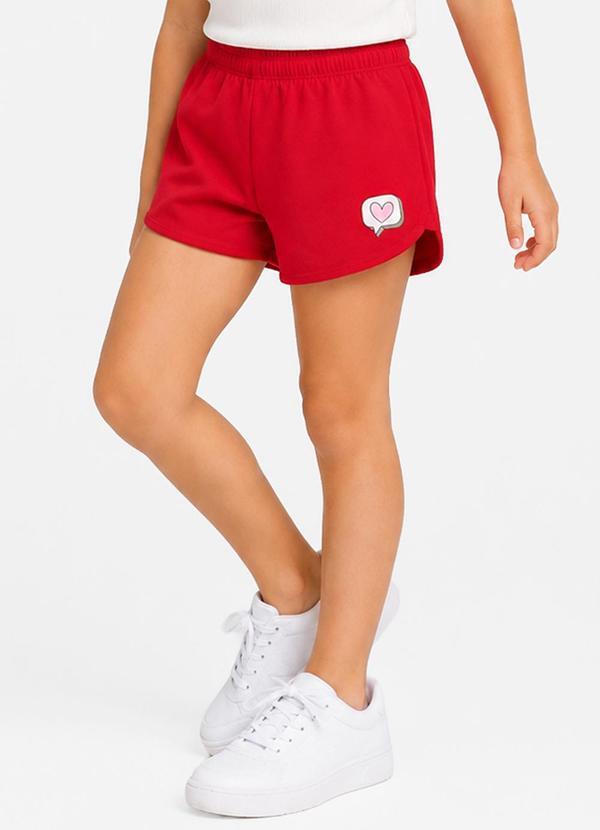 Shorts Infantil em Moletinho Vermelho