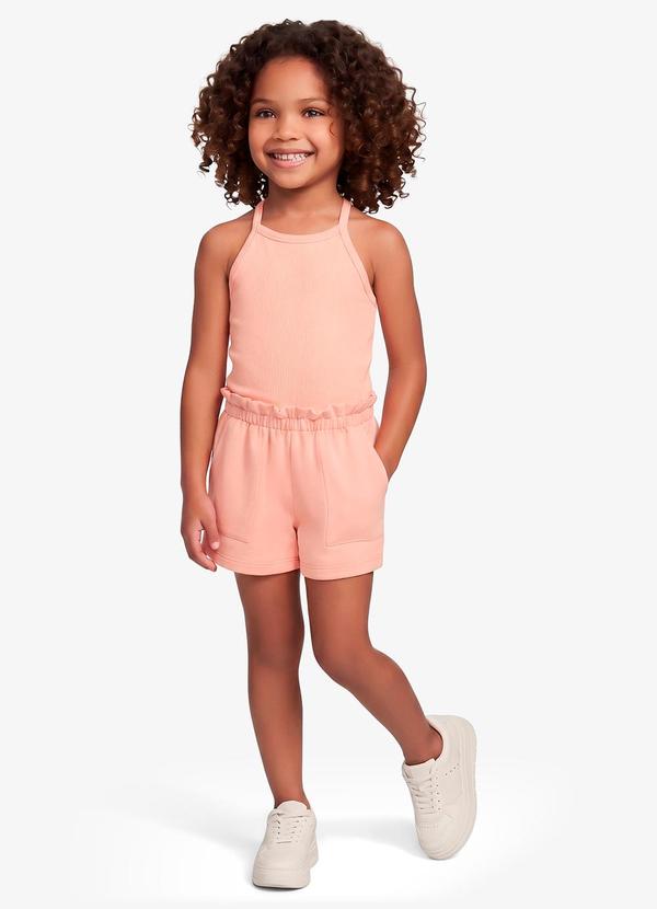 Shorts Infantil Feminino em Moletinho Rosa