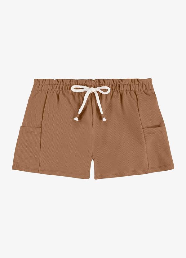 Shorts Infantil Feminino Moletom Marrom