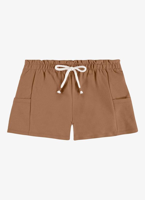 Shorts Infantil Feminino Moletom Marrom